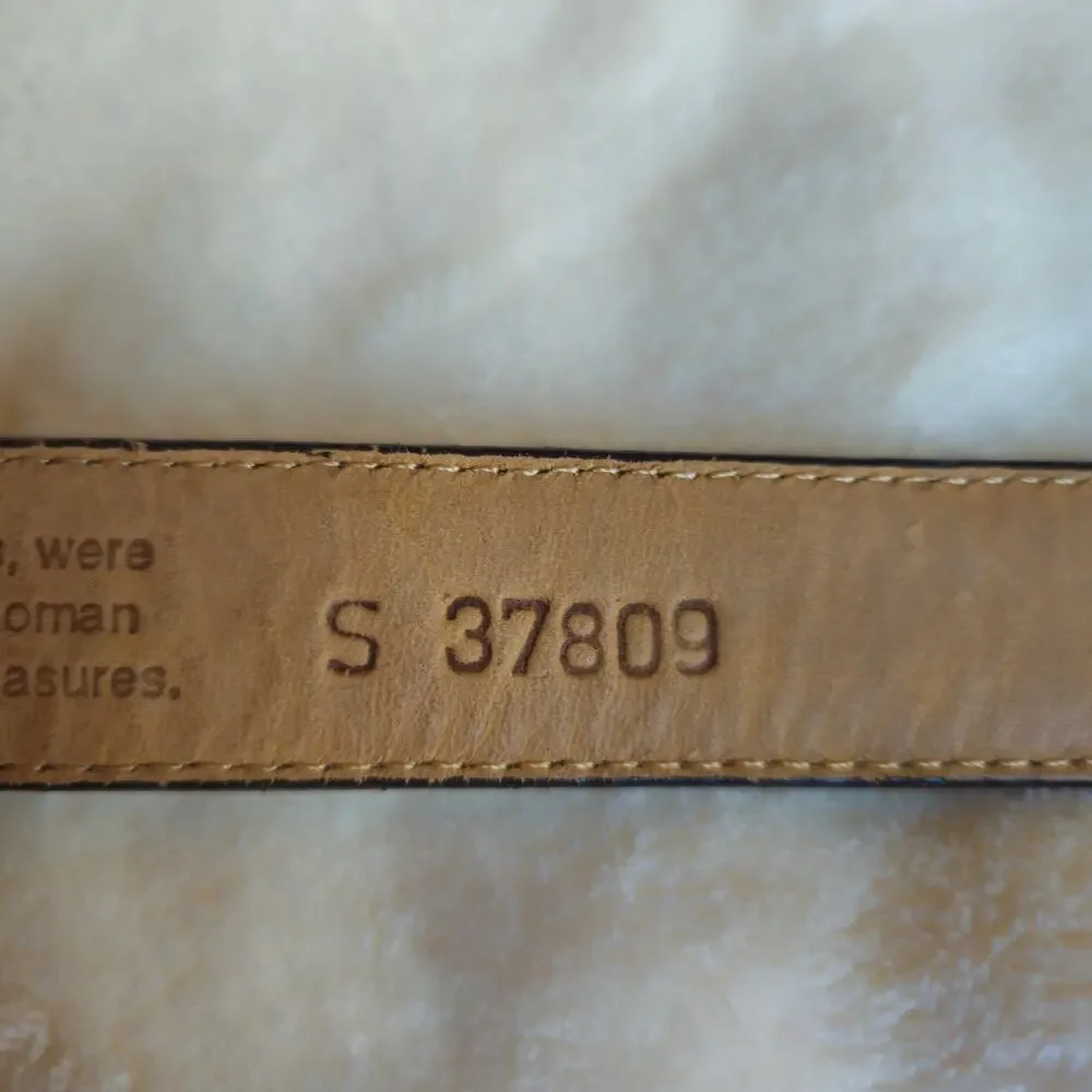 Brighton Museum Collection Brown Croc Embossed Leather Belt Gold Silver Buckle S
